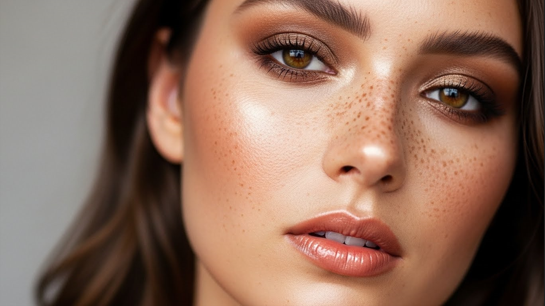 Freckles with Bronze Eye Glam