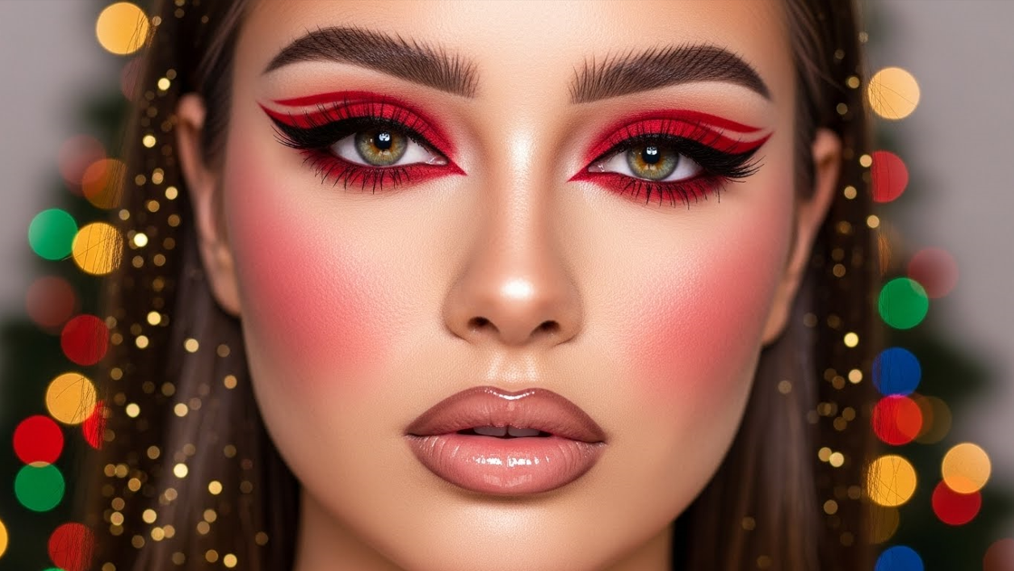 Red Christmas Winged Eyeliner