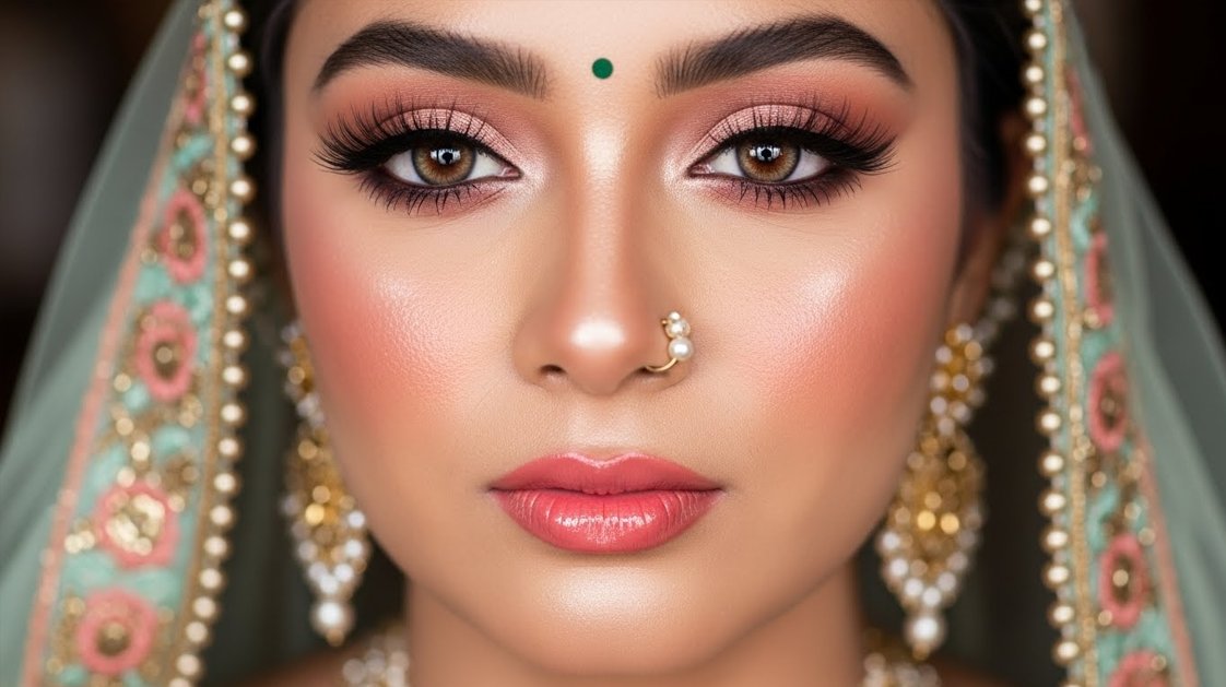 Peach Glow Bridal Makeup