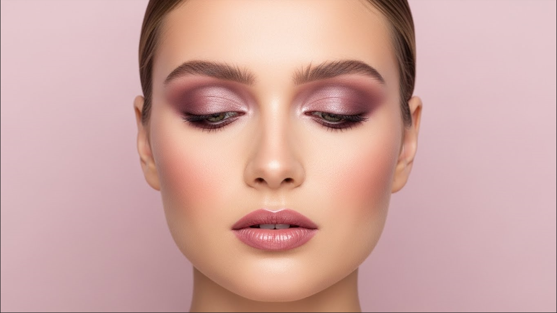 10. Cool-Toned Mauve Minimal Makeup
