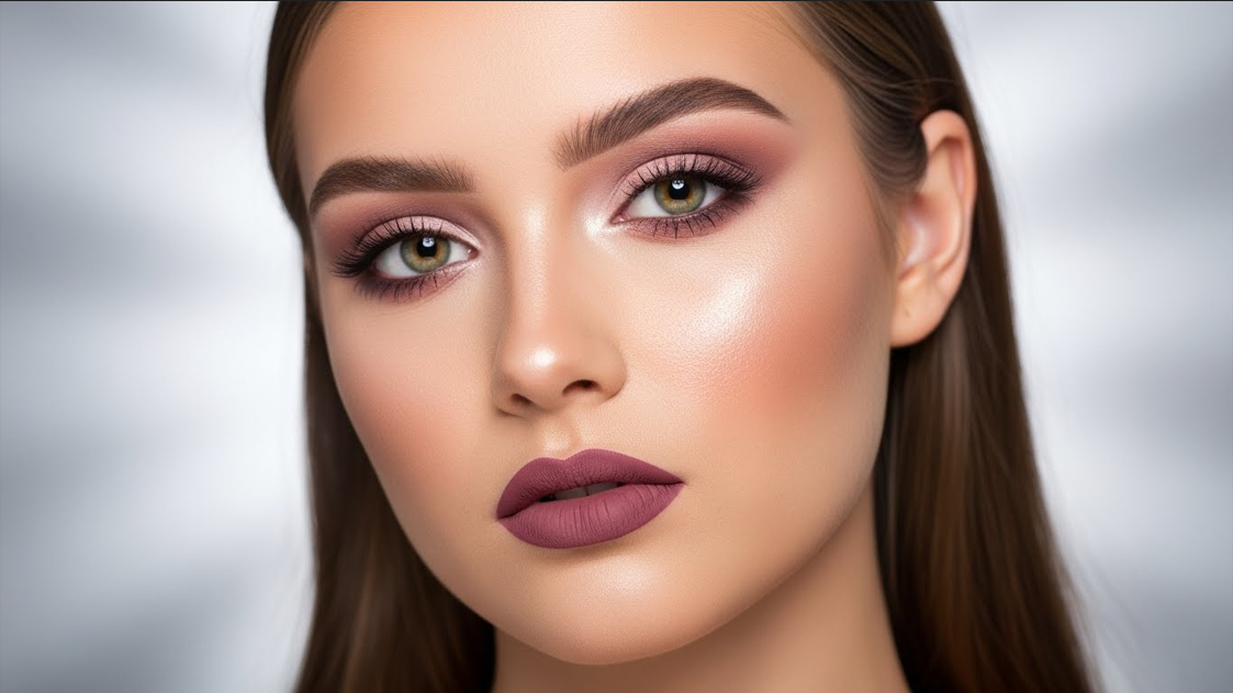 11. Deep Mauve Velvet Lips & Soft Eyes
