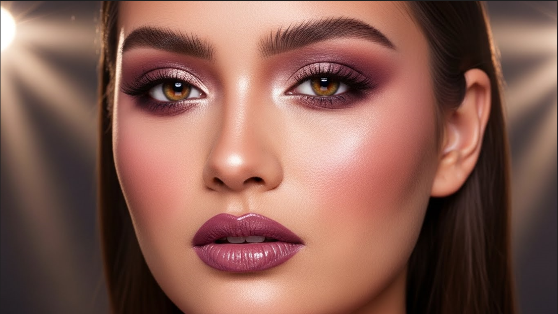 9. Mauve & Champagne Shimmer Combo
