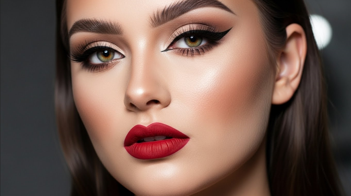 Classic Red Lip & Winged Line